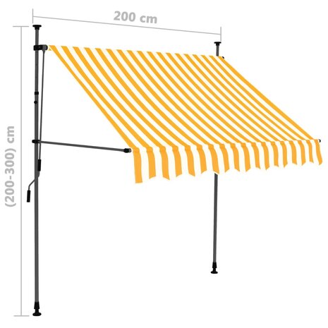 Luifel handmatig uitschuifbaar met LED 200 cm wit en oranje 8