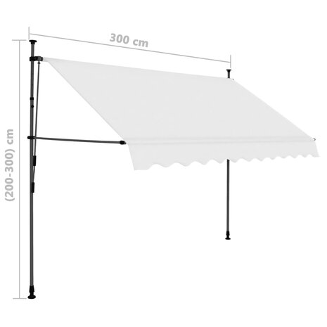 Luifel handmatig uitschuifbaar met LED 300 cm crèmekleurig 8