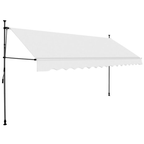 Luifel handmatig uitschuifbaar met LED 350 cm crèmekleurig 2