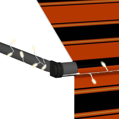 Luifel handmatig uitschuifbaar met LED 350 cm oranje en bruin 6