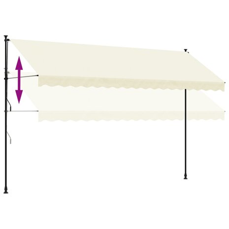 Luifel uittrekbaar 400x150 cm stof en staal crèmekleurig 7