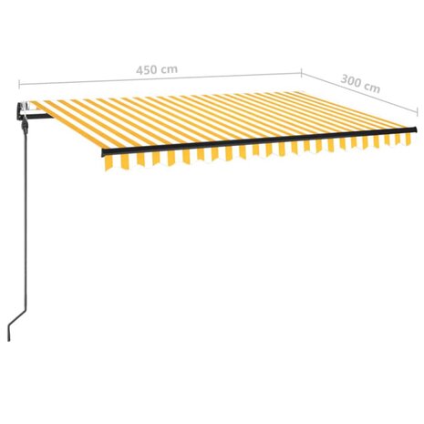 Luifel automatisch met LED en windsensor 450x300 cm geel en wit 9