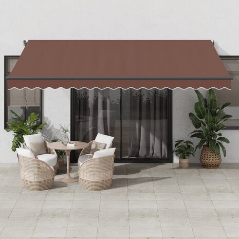 Luifel automatisch uittrekbaar met LED&apos;s 450x300 cm bruin 1
