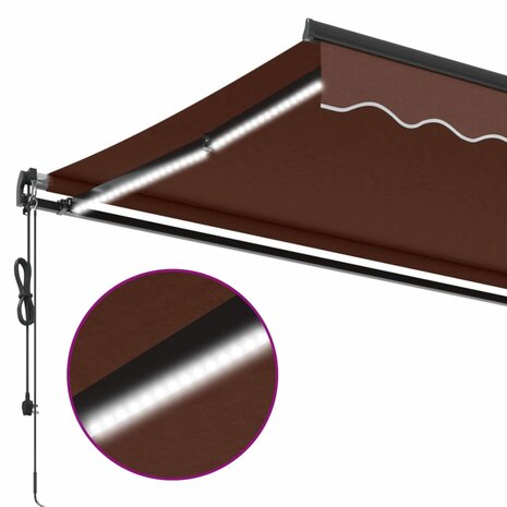 Luifel automatisch uittrekbaar met LED&apos;s 450x300 cm bruin 8