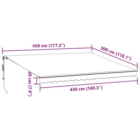 Luifel automatisch uittrekbaar 450x300 cm antracietkleur en wit 10