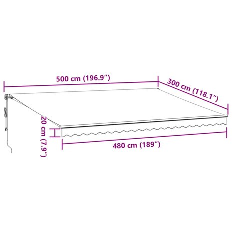 Luifel automatisch uittrekbaar 500x300 cm antracietkleur en wit 11