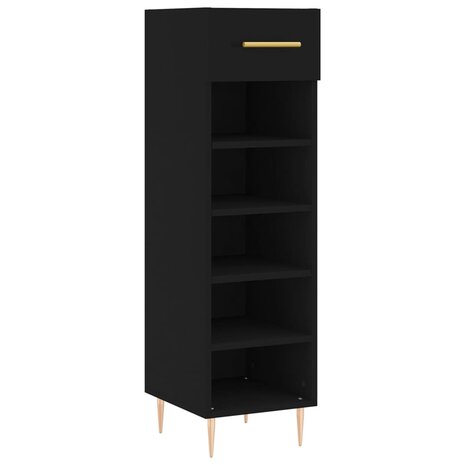 Schoenenkast 30x35x105 cm bewerkt hout zwart 2