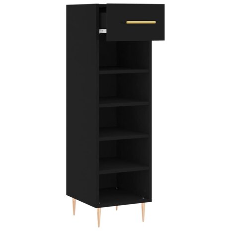 Schoenenkast 30x35x105 cm bewerkt hout zwart 5