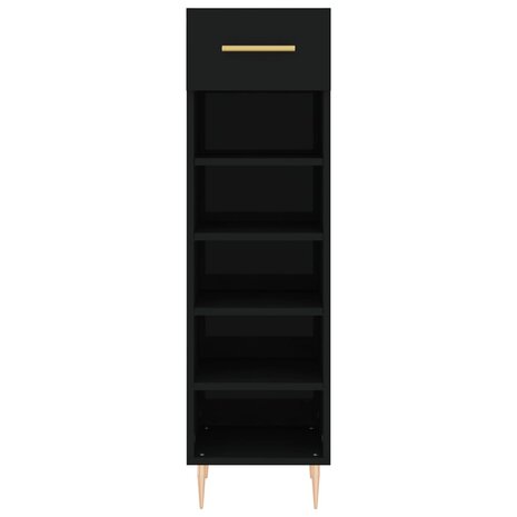 Schoenenkast 30x35x105 cm bewerkt hout zwart 6