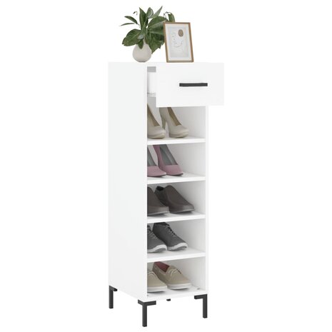 Schoenenkast 30x35x105 cm bewerkt hout wit 4