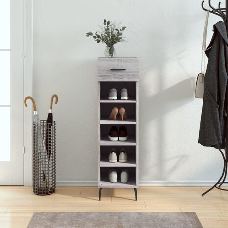 Schoenenkast 30x35x105 cm bewerkt hout grijs sonoma eikenkleur 1