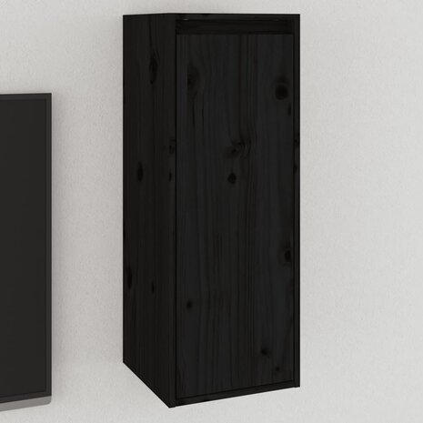 Wandkast 30x30x80 cm massief grenenhout zwart 1