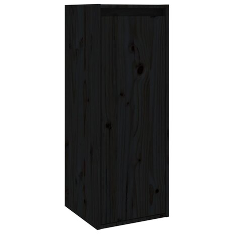 Wandkast 30x30x80 cm massief grenenhout zwart 2