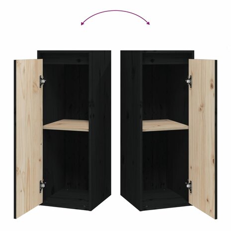 Wandkast 30x30x80 cm massief grenenhout zwart 8