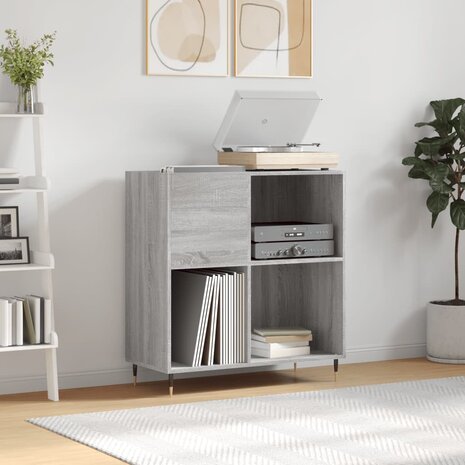 Platenkast 84,5x38x89 cm bewerkt hout grijs sonoma eikenkleurig 1