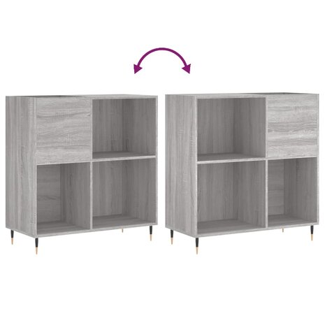 Platenkast 84,5x38x89 cm bewerkt hout grijs sonoma eikenkleurig 7