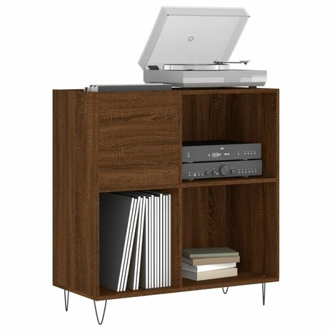 Platenkast 84,5x38x89 cm bewerkt hout bruin eikenkleur 3
