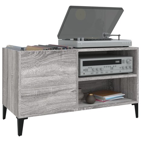 Platenkast 84,5x38x48 cm bewerkt hout grijs sonoma eikenkleurig 4