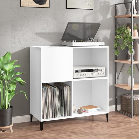 Platenkast 84,5x38x89 cm bewerkt hout wit 1