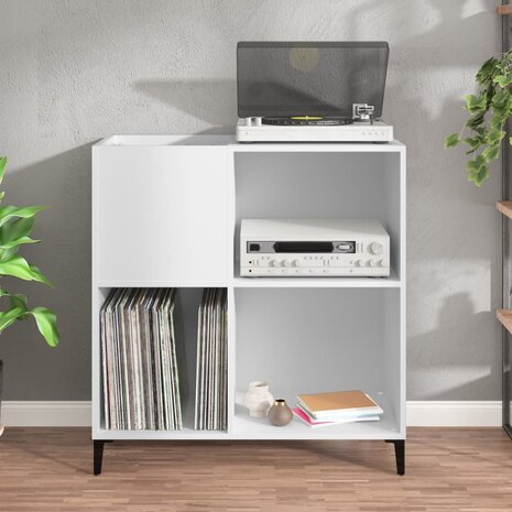 Platenkast 84,5x38x89 cm bewerkt hout wit 3