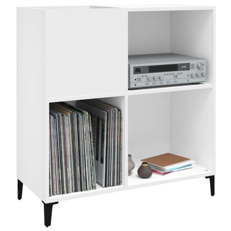 Platenkast 84,5x38x89 cm bewerkt hout wit 4