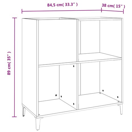 Platenkast 84,5x38x89 cm bewerkt hout wit 9