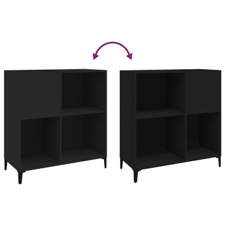 Platenkast 84,5x38x89 cm bewerkt hout zwart 7