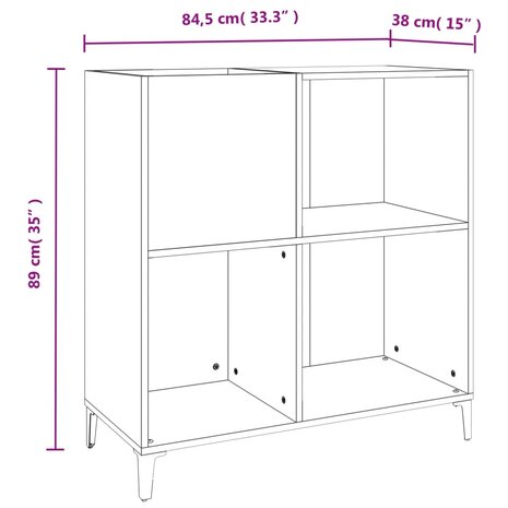 Platenkast 84,5x38x89 cm bewerkt hout zwart 9