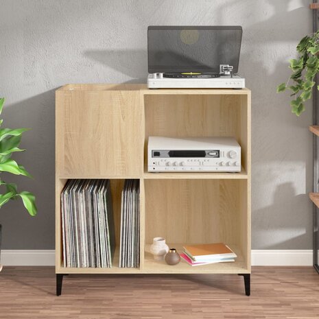 Platenkast 84,5x38x89 cm bewerkt hout sonoma eikenkleurig 3