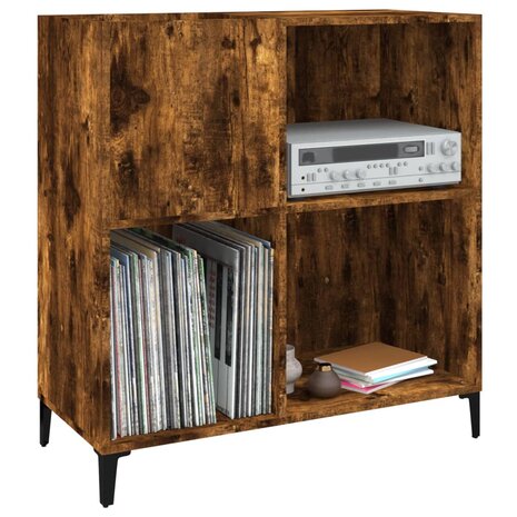 Platenkast 84,5x38x89 cm bewerkt hout gerookt eikenkleurig 4