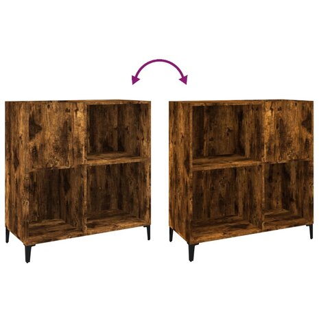 Platenkast 84,5x38x89 cm bewerkt hout gerookt eikenkleurig 7