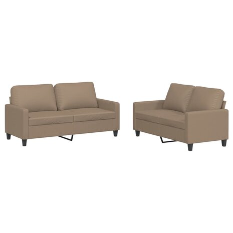 2-delige Loungeset met kussens kunstleer cappuccino 2