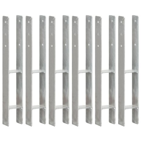 Grondankers 6 st 8x6x60 cm gegalvaniseerd staal zilverkleurig 1