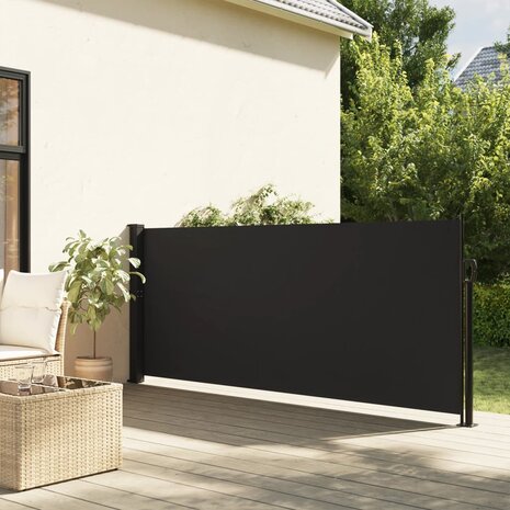 Windscherm uittrekbaar 120x500 cm zwart 1