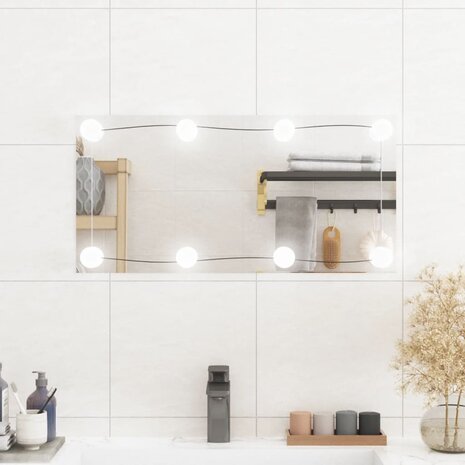 Wandspiegel met LED&apos;s rechthoekig 30x60 cm glas 1