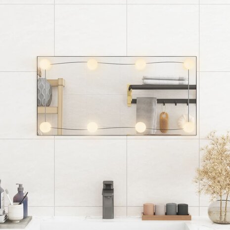Wandspiegel met LED&apos;s rechthoekig 30x60 cm glas 3