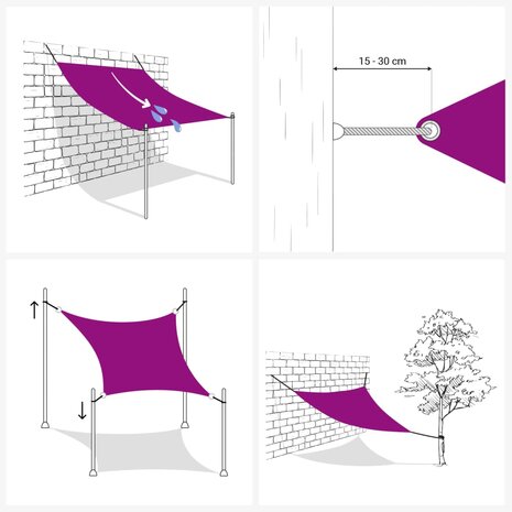 Zonnezeil 160 g/m² rechthoekig 2x3,5 m HDPE zandkleurig 4
