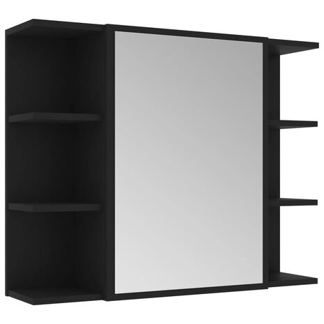 Badkamerspiegelkast 80x20,5x64 cm bewerkt hout zwart 2
