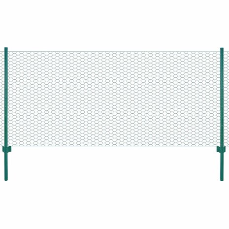Draadgaashek met palen 25x0,75 m staal groen 1