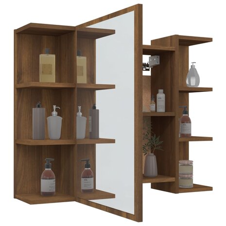 Badkamerspiegelkast 80x20,5x64 cm bewerkt hout bruin eikenkleur 4