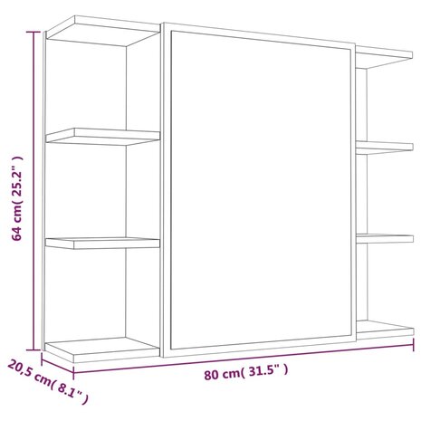 Badkamerspiegelkast 80x20,5x64 cm bewerkt hout bruin eikenkleur 11