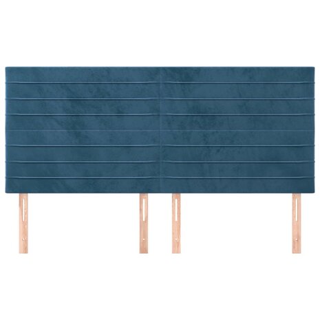 Hoofdborden 4 st 90x5x78/88 cm fluweel donkerblauw 3