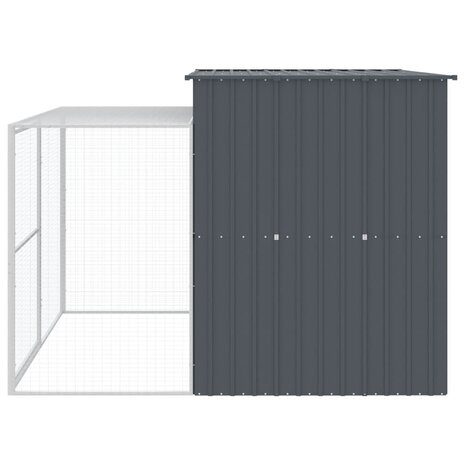 Hondenhok met ren 214x253x181 cm gegalvaniseerd staal antraciet 5