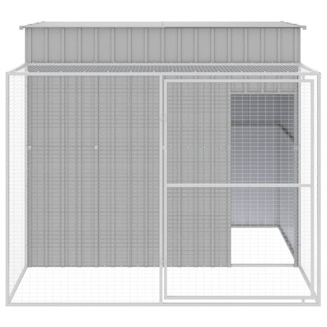 Hondenhok met ren 214x253x181 cm staal lichtgrijs 3