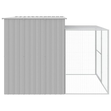 Hondenhok met ren 214x253x181 cm staal lichtgrijs 4