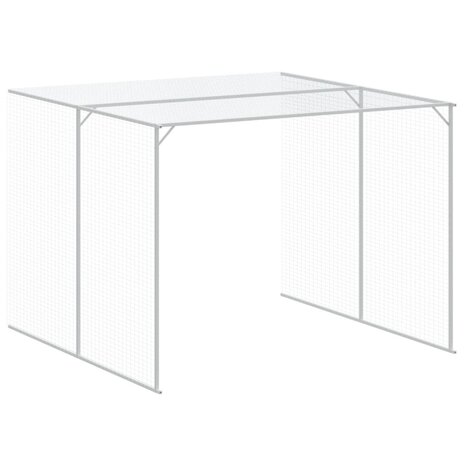 Hondenhok met ren 214x457x181 cm staal lichtgrijs 7