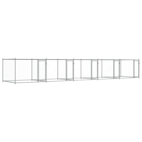 Hondenhok met deuren 10x2x1,5 m gegalvaniseerd staal grijs 2