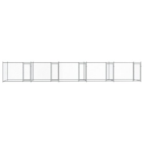 Hondenhok met deuren 10x2x1,5 m gegalvaniseerd staal grijs 4