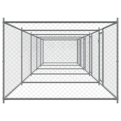 Hondenhok met deuren 10x2x1,5 m gegalvaniseerd staal grijs 5