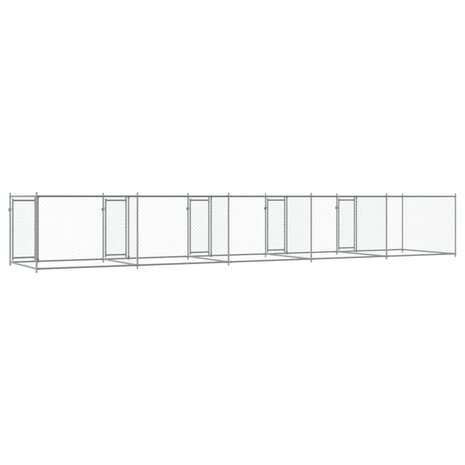Hondenhok met deuren 10x2x1,5 m gegalvaniseerd staal grijs 6